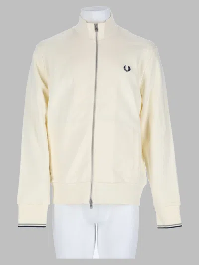 Fred Perry Mini Logo Zip Sweatshirt For Men In Ivory
