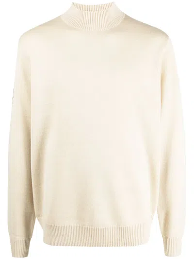 Fred Perry Mock-neck Wool-blend Jumper In Nude