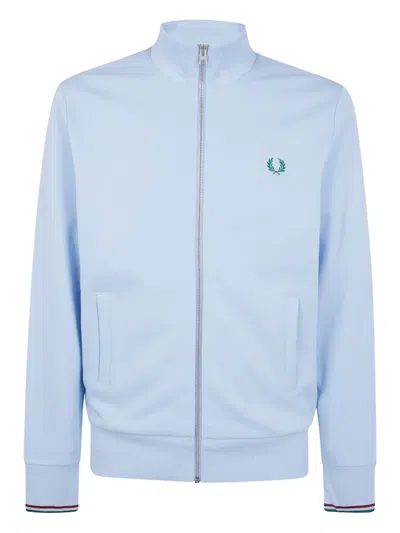 FRED PERRY MOTIF-EMBROIDERED ZIP-UP SWEATSHIRT