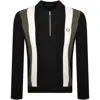 Fred Perry Multi Textured Knit Polo Black In Black