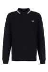 Fred Perry Navy Blue Piquet Polo Shirt In Black