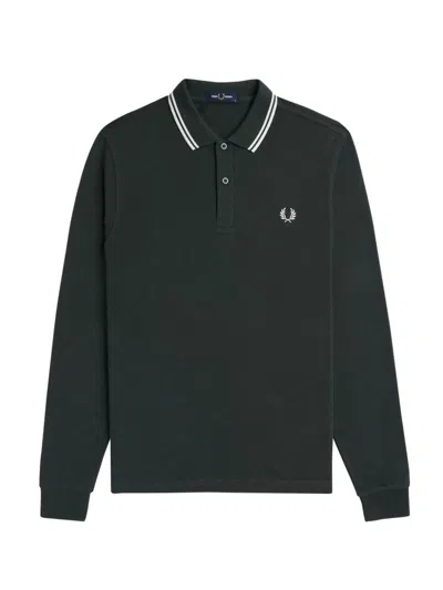 Fred Perry Navy Blue Piquet Polo Shirt In Black