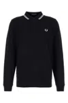Fred Perry Authentic Long Sleeved Twin Tipped Polo Black In Navywhite