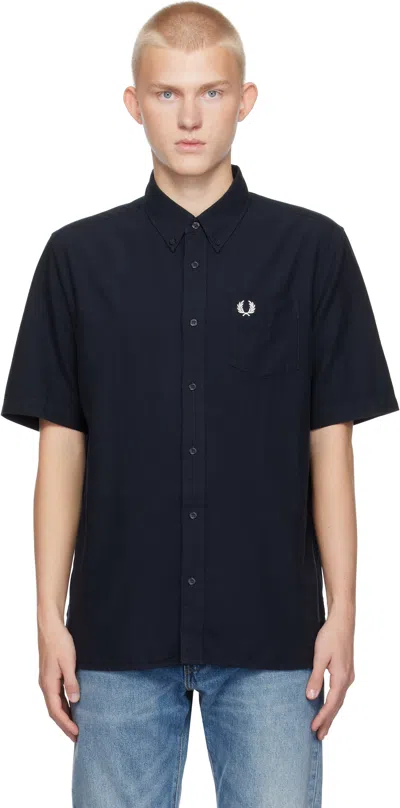Fred Perry Mens Short Sleeve Oxford Shirt Nos In Navy 608
