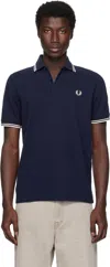 Fred Perry Reissues Original Twin Tipped Polo Navy Ice Ice In Blue