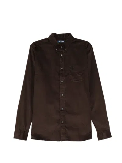 Fred Perry Needle Cord Shirt In Brown