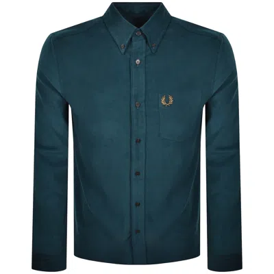 Fred Perry Needle Corduroy Shirt Blue In Green