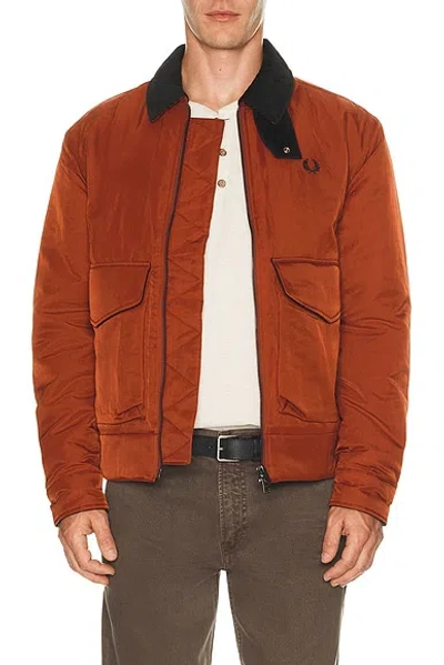 Fred Perry Nylon Caban Jacket In Brown