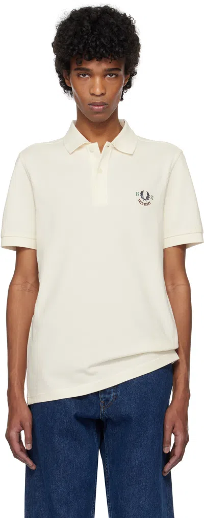 Fred Perry Off-white Embroidered Polo In 560