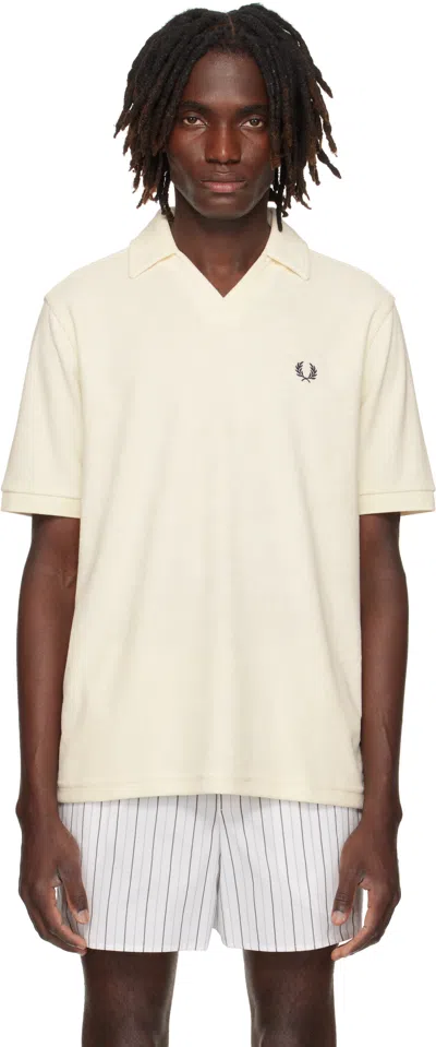 Fred Perry Off-white Open Collar Towelling Polo