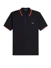 Fred Perry On Court Twin Tipped Recycled Polyester Polo In Black
