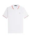 Fred Perry On Court Twin Tipped Recycled Polyester Polo Shirt In White