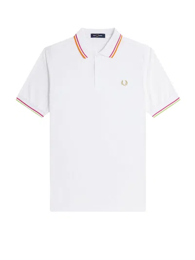 Fred Perry On Court Twin Tipped Recycled Polyester Polo Shirt In White