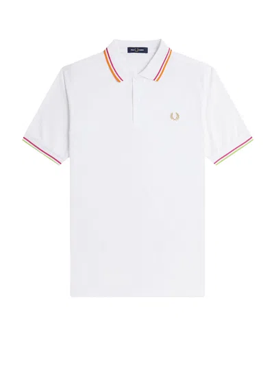 Fred Perry On Court Twin Tipped Recycled Polyester Polo Shirt In White
