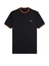 Fred Perry On Court Twin Tipped Recycled Polyester T-shirt In Black
