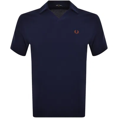 Fred Perry Open Collar Polo T Shirt Navy