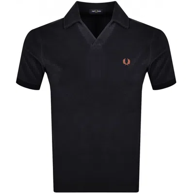 Fred Perry Open Collar T Shirt Navy In Blue
