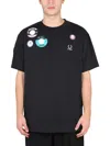 Fred Perry Black Cotton T-shirt With Decorative Patches In Black