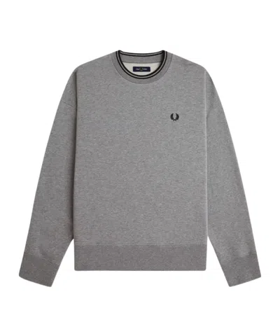 Fred Perry Oversized Tipped Sweatshirt In Gray