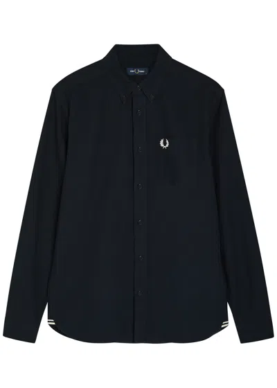 Fred Perry Oxford Logo-embroidered Cotton Shirt In Black