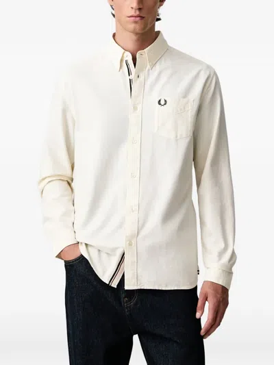 Fred Perry Oxford Logo-embroidered Button-down Shirt In Brown