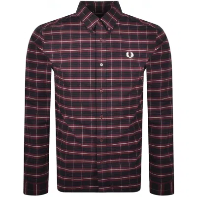 Fred Perry Oxford Long Sleeve Shirt Burgundy