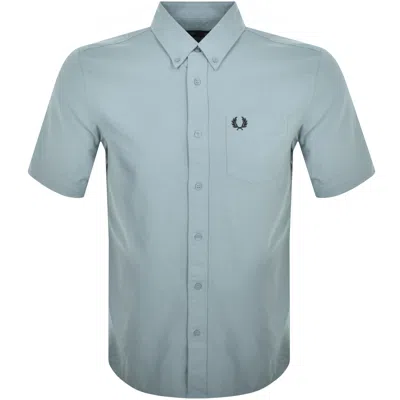 Fred Perry Short Sleeve Revere Collared Shirt In Blue
