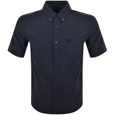 Fred Perry Oxford Short Sleeve Shirt Navy In Blue