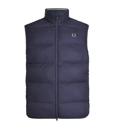 Fred Perry Padded Gilet In Blue