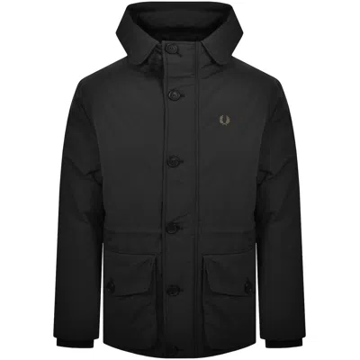 Fred Perry Padded Parka Black In Yellow