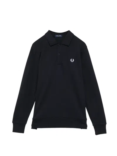 Fred Perry Panel Collared Sweatshirt In Black