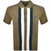 Fred Perry Panelled Button Through Polo Brown In Green