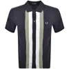 Fred Perry Panelled Button Through Polo Dark Airfo In Multi