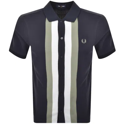 Fred Perry Panelled Button Through Polo Dark Airfo In Multi