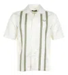 Fred Perry Panelled Linen Blend Short Sleeve Shirt Light Ecru In White