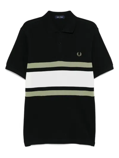 Fred Perry Panelled Polo Shirt In Black