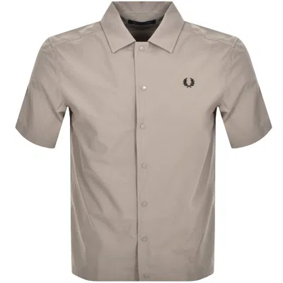 Fred Perry Panelled Poplin Beach Shirt Grey In Gray