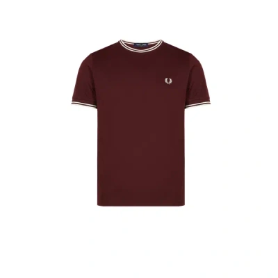 Fred Perry Patchwork-effect Cotton T-shirt In Red