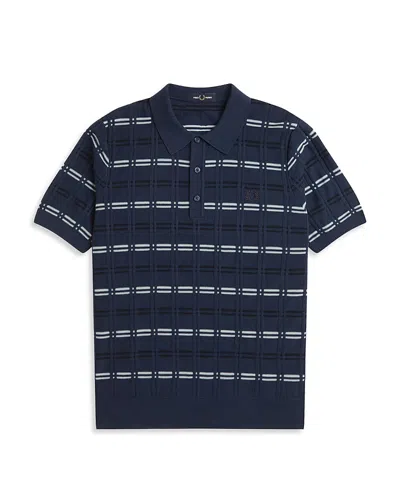 Fred Perry Patterned Ribbed Knit Polo Shirt