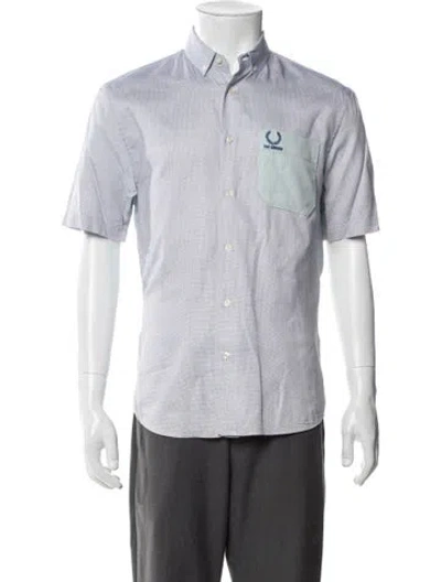Pre-owned Fred Perry Patterned Short Sleeve Shirt In Blue