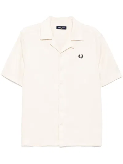 Fred Perry Piqué Revere-collar Shirt In Weiss