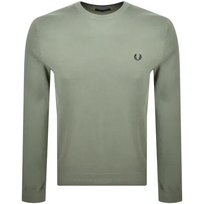 Fred Perry Pique Stitch Jumper Bayleaf Green