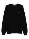 Fred Perry Pique Sweater With Logo In Black