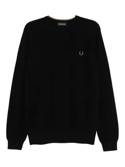Fred Perry Pique Sweater With Logo In Black