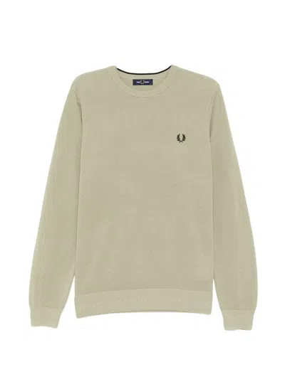 Fred Perry Pique Stitch Jumper In Neutral