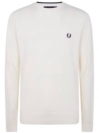Fred Perry Pique Stitch Jumper In Neutral