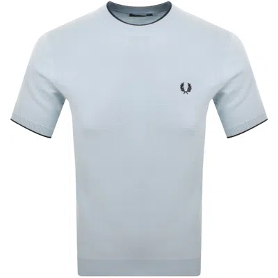 Fred Perry Pique Stitch Knit T Shirt Blue