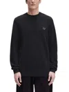 Fred Perry Logo-embroidered Crew-neck Jumper In Black