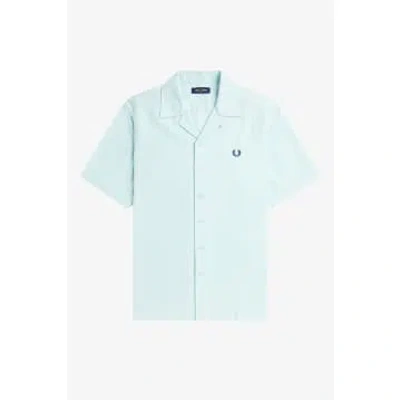 Fred Perry Pique Texture Revere Collar Shirt In Blue