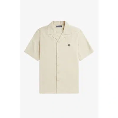 Fred Perry Pique Texture Revere Collar Shirt In Oatmeal